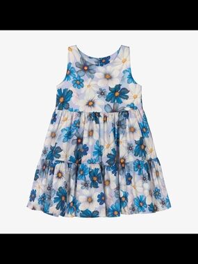 Miranda Girls' Blue Floral Tiered Summer Dress